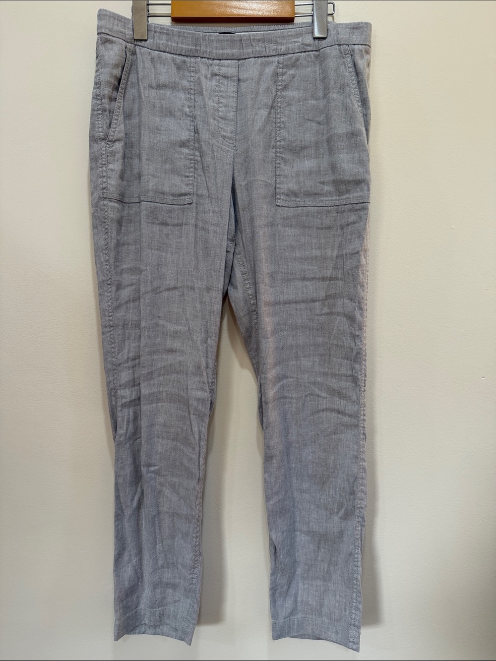 Theory Northsound Tierra Wash Linen Blend Pull On Womens Straight Leg Pants